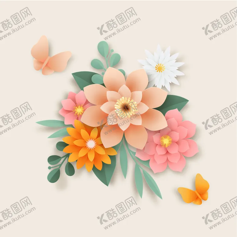 编号：02936809290959447481【酷图网】源文件下载-纸质风格花背景 