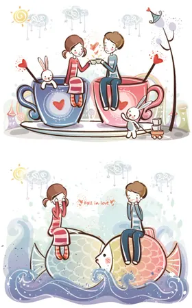 卡通情侣IP形象印花手绘