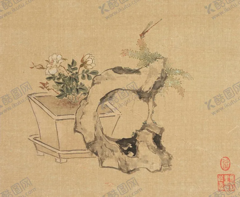编号：41044706290847472247【酷图网】源文件下载-花卉奇石国画