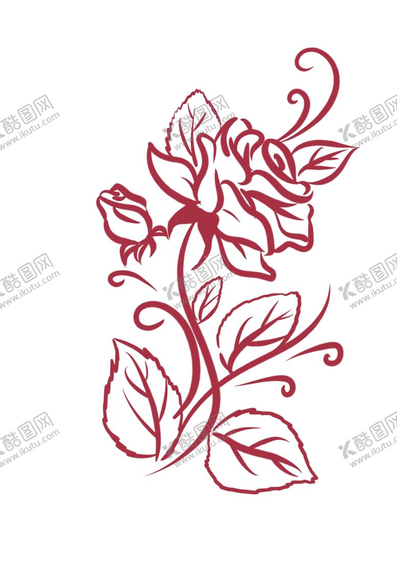 编号：45183207072339361210【酷图网】源文件下载-玫瑰花手绘线稿