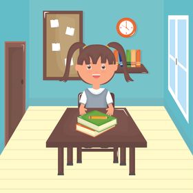 学生学校生活场景插画