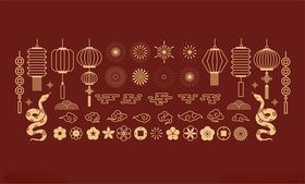 中式节日装饰元素集合
