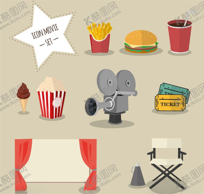 编号：31968009160316427766【酷图网】源文件下载-卡通电影元素图标矢量素材