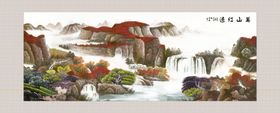 万山红遍中式山水画