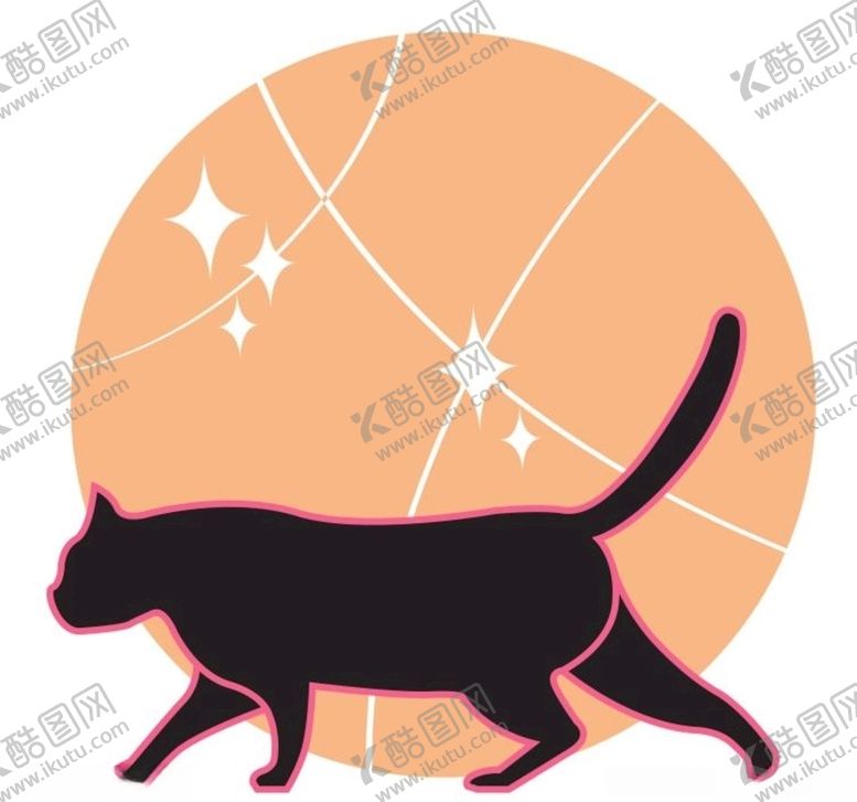 编号：80435810271954294519【酷图网】源文件下载-月光下的黑猫
