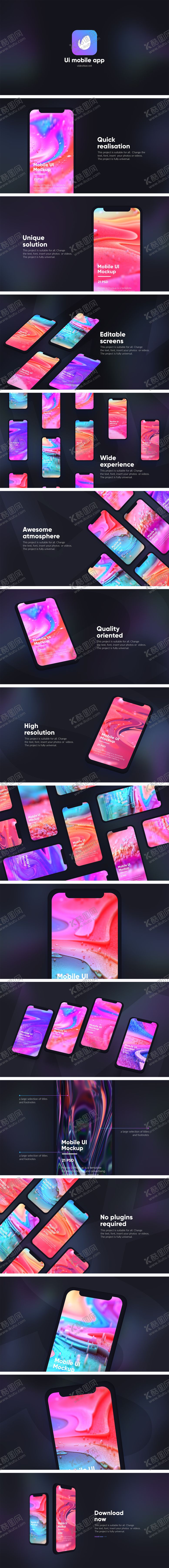编号：38953812020449475839【酷图网】源文件下载-深色背景APP展示样机设计