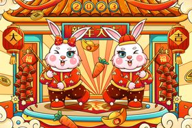 兔年装饰插画素材布置