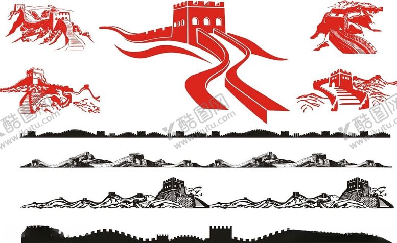 编号：14280701241025085553【酷图网】源文件下载-矢量长城剪影