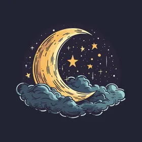 可爱月亮卡通绘画儿童插画矢量简笔