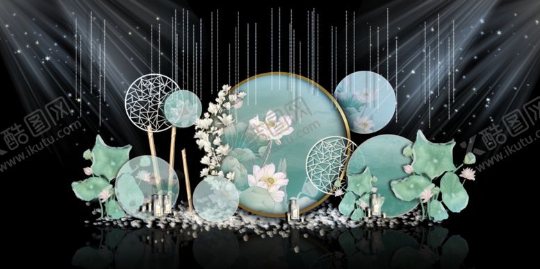 编号：33969309270733387056【酷图网】源文件下载-中式荷花水墨婚礼美陈