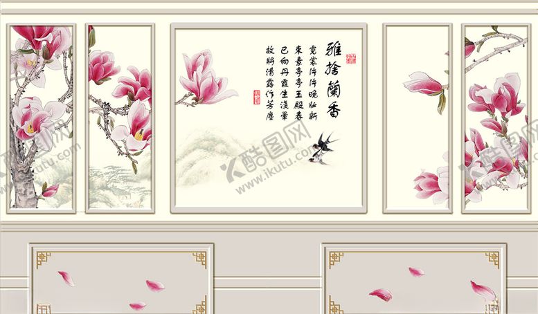 编号：65518605101949083619【酷图网】源文件下载-花鸟画造型背景墙