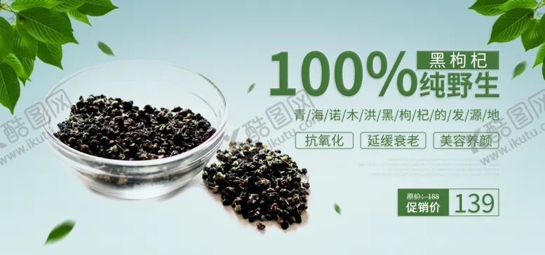 编号：20865909210340152815【酷图网】源文件下载-简洁绿色环保黑枸杞海报