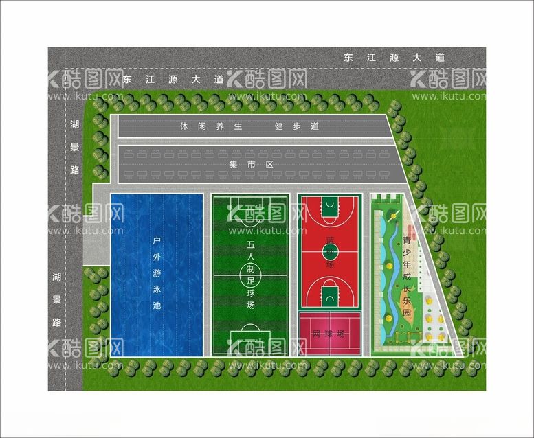 编号：10338811260523117474【酷图网】源文件下载-体育小镇平面效果图