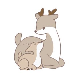 卡通鹿母子鹿