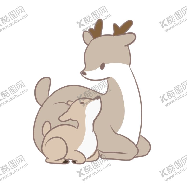 编号：43552809290912496538【酷图网】源文件下载-卡通鹿母子鹿