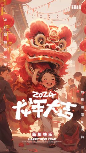 龙年海报大吉舞狮2024