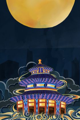 天坛中国风插画