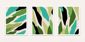 抽象斑马纹三联装饰画