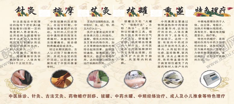 编号：94448807040331222071【酷图网】源文件下载-中医展板中医文化推拿拔罐