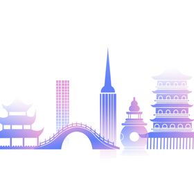 城市地标建筑剪影