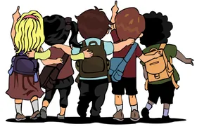 卡通学生小孩班服毕业季漫画