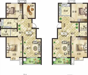 地产插画卡通人物户型海报