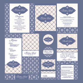 蓝白花卉婚礼请柬设计