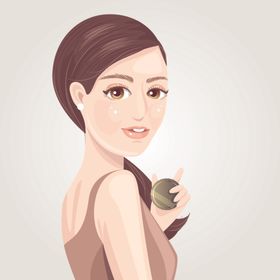 女孩做面膜保养插画