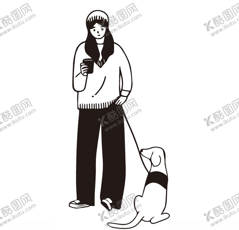 编号：43365305091857226622【酷图网】源文件下载-遛狗女孩