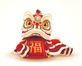 中国新年舞狮卡通狮子中国传统文