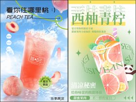 清爽西柚柠檬饮品海报