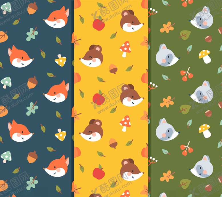 编号：55491010050331101364【酷图网】源文件下载-可爱动物头像无缝背景