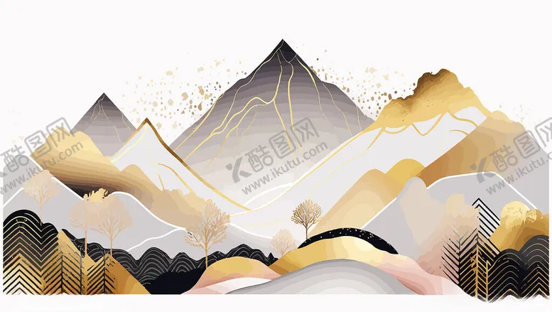 编号：85242402051455263219【酷图网】源文件下载-国风山水烫金