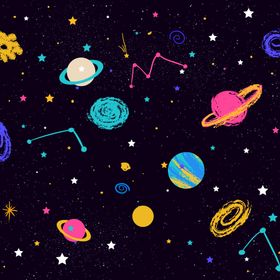 手绘宇宙星系插画背景