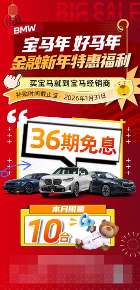 宝马汽车新春金融销售海报