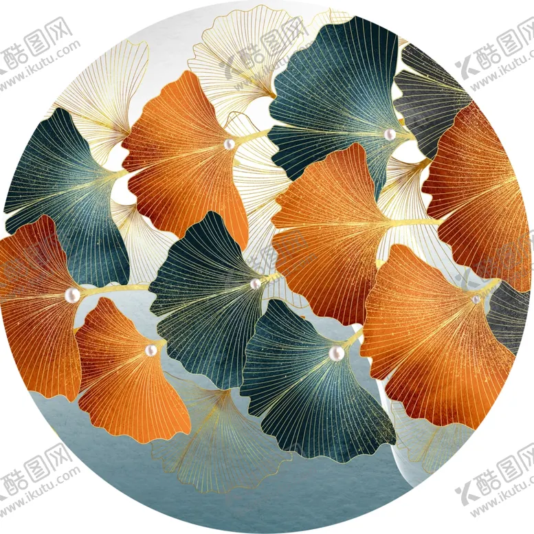 编号：34449801170357412252【酷图网】源文件下载-水彩树叶圆形挂画装饰画