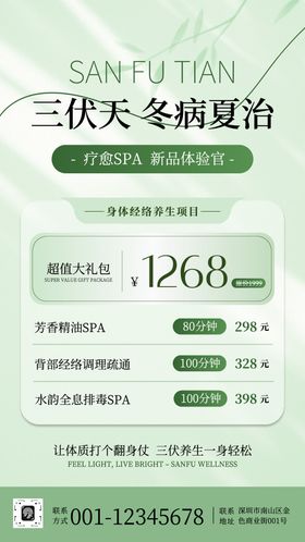 三伏天冬病夏治SPA项目宣传海报