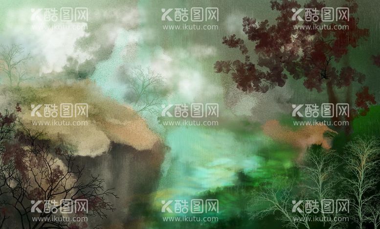 编号：67808611220850321938【酷图网】源文件下载-油画美丽的大山风景