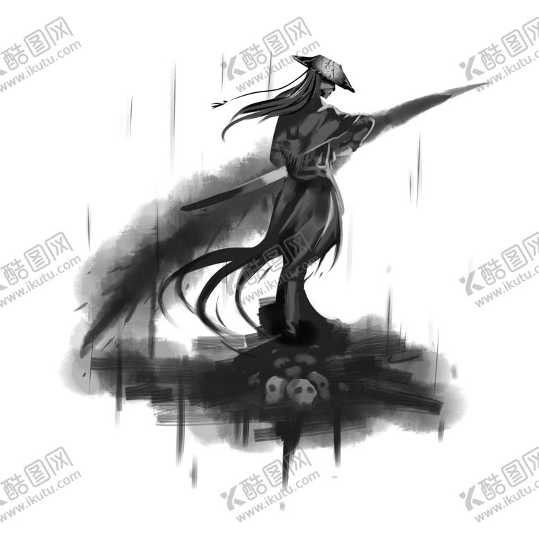 编号：83949610221821486079【酷图网】源文件下载-水墨武侠人物