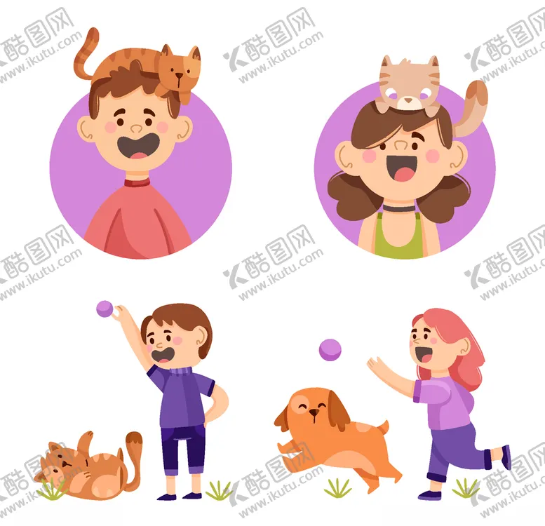矢量可爱宠物狗狗墙贴领养