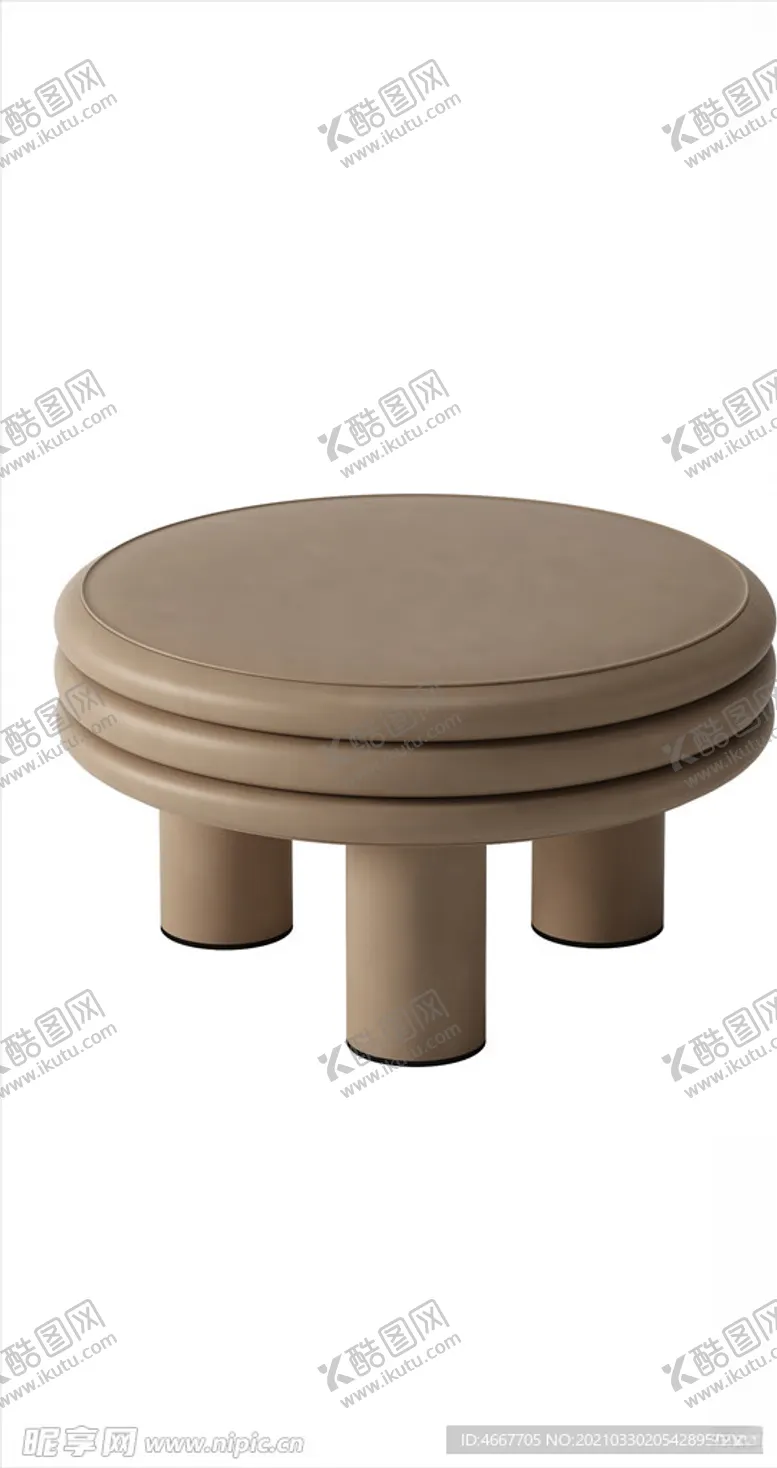 编号：86206104072101278912【酷图网】源文件下载-3D凳子模型皮墩家具