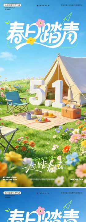 五一踏青出游系列海报