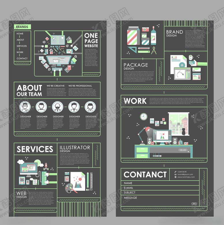 编号：89680104142308197946【酷图网】源文件下载-简约商务风网页设计模板