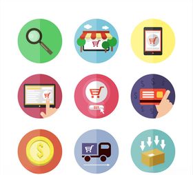 彩色圆形箭头图标矢量图
