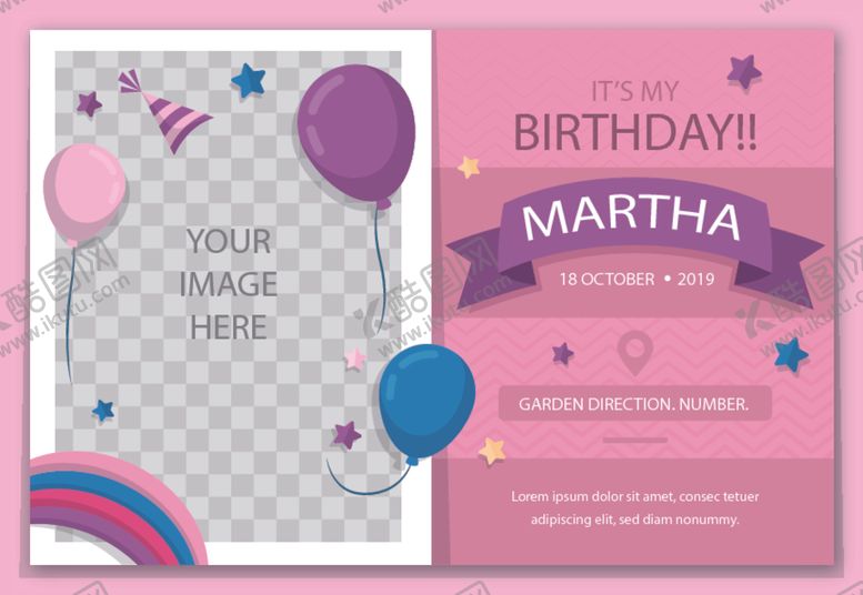 编号：95033609270234158208【酷图网】源文件下载-玛莎生日派对邀请函模板