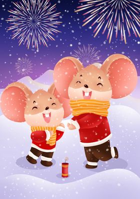 鼠年背景促销春节海报元旦