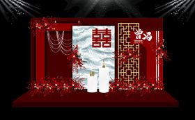 红色婚礼背景留影区