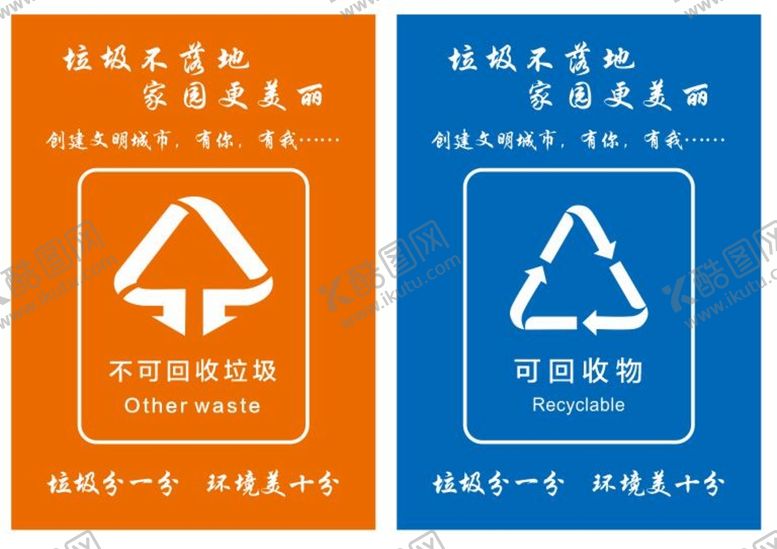 编号：07468110091613537615【酷图网】源文件下载-可回收垃圾不可收回垃圾