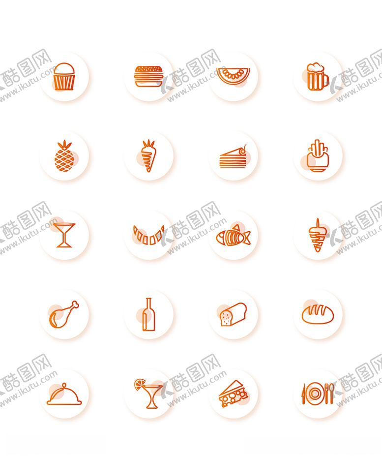 编号：88443606262306458950【酷图网】源文件下载-餐厅餐饮渐变小图标
