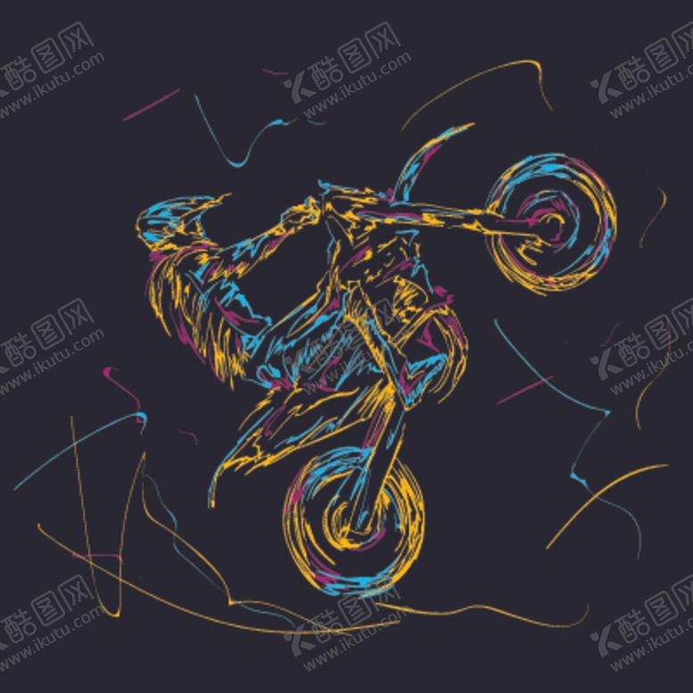 编号：14937309211248257914【酷图网】源文件下载-摩托车简笔画